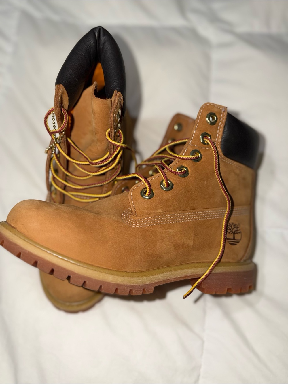 Timberland Wheat Nubuck Work Boots with Black Collar
